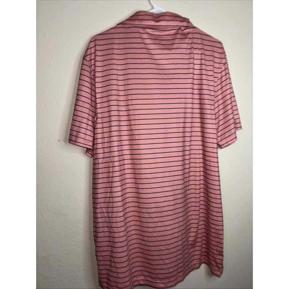 J.CREW Salmon/Blue Striped Shirt Mens Size XL Blue Short Sleeve Performance Polo